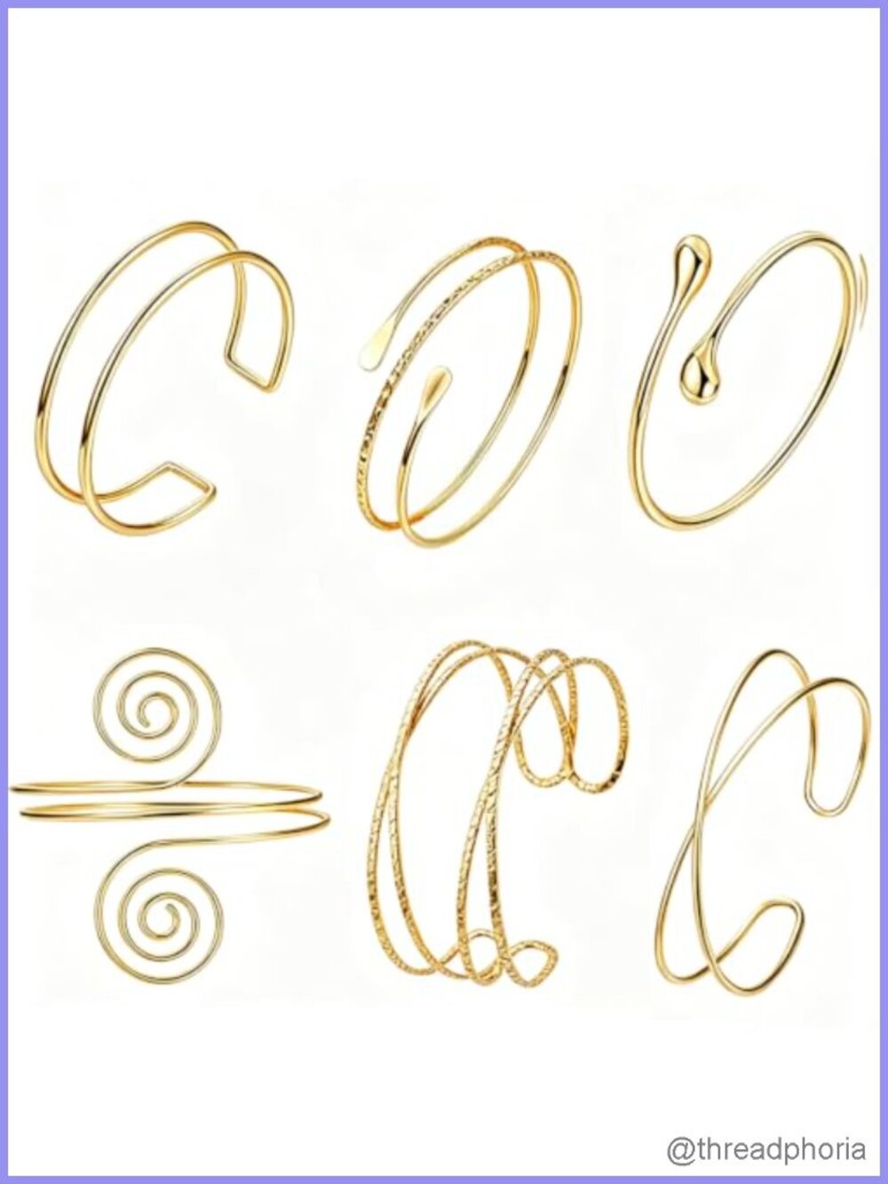 6 Piece Gold Arm Cuff Set for Women - Upper Arm Bracelets Adjustable